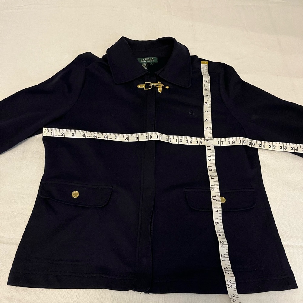 Lauren Ralph Lauren Women’s SZ Large Blue Cotton Jacket Zipper/ Snap W/ Pockets - Picture 4 of 13